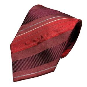 Giorgio Armani Tie Red Striped 100% Silk Made in Italy 3.25"
